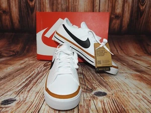 NEW Men's 12 Nike Court Legacy Sneakers White Black Desert Ochre DH3162-100 - Picture 1 of 19