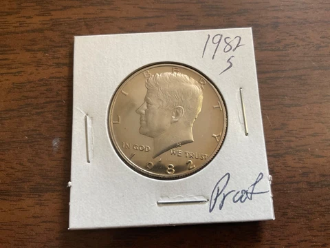1982 "S" Proof Kennedy Half Dollar from Proof Set Cover