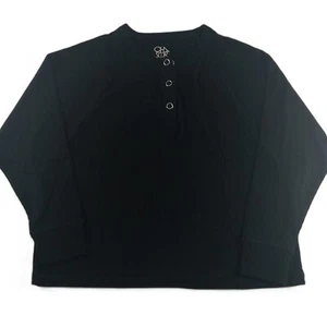 Camiseta corta Henley de manga larga Chaser para mujer talla S negra de punto acanalado - Imagen 1 de 7