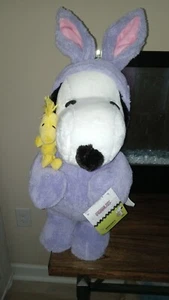 NWT NEW Peanuts Snoopy w/ Woodstock Easter Greeter Plush Purple 23" - Picture 1 of 4