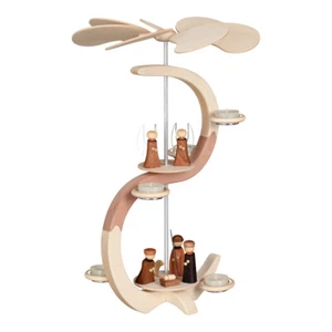 Pyramide S-Form 46 cm Christi Geburt Engel Figuren 16301 Handarbeit Erzgebirge - Bild 1 von 4