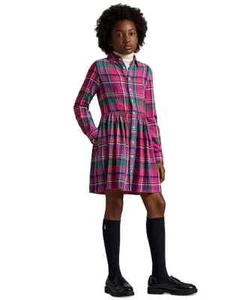 Polo Ralph Lauren Plaid Cotton Twill Shirtdress Big Girls 14 Multicolor - Picture 1 of 19