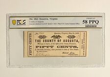1862 50c Staunton Virginia Plate# B PCGS 58 PPQ AU Banknote