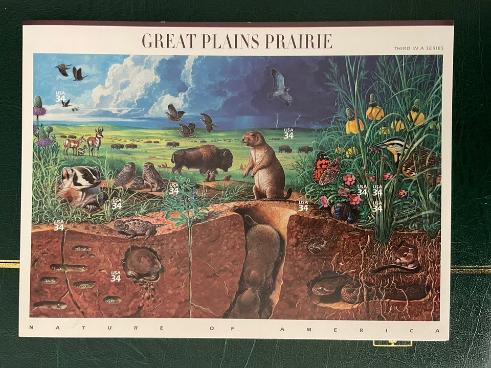 SFSTAMPS US Scott 3506 GREAT PLAINS PRAIRIE SHEET OF 10 STAMPS 34 CENT MNH 2001 - Image 1 of 1