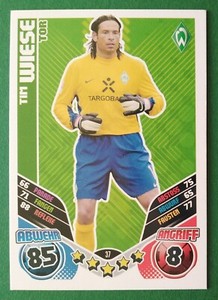 TOPPS Tim Wiese Werder Bremen Bundesliga 2011/12 Match Attax Trading Card