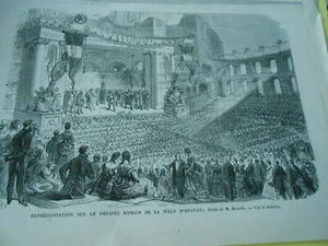 Gravure 19èm - Représentation sur le Théatre Romain de la Ville d'Orange - Imagen 1 de 1