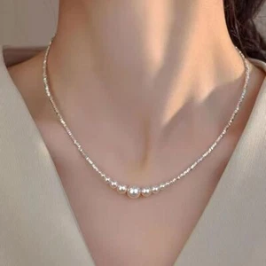 Collar de perlas con caparazón blanco regalo de San Valentín para su cumpleaños aniversario regalo - Imagen 1 de 16
