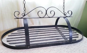 Wrought Iron Pot Rack, Vintage Hand Forged, Hanging Pot & Pan Holder, Kitchen! - Picture 1 of 11