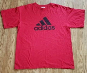 Vintage Red Adidas T Shirt 90s Large Logo Size L Spell Out - Picture 1 of 6