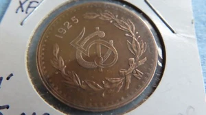 1925 Mo MEXIKO 5 CENTAVOS SCHÖNE GRADE BRONZE MÜNZE - 28MM - KM#422 - Bild 1 von 2