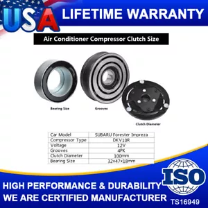 AC COMPRESSOR CLUTCH KIT COILS FOr 2000 - 2004 SUBARU FORESTER OUTBACK 4 CYL 2.5 - Picture 1 of 12
