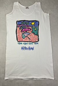 VINTAGE 90s Beach Surf Art Shirt 1991 Tank Top Single Stitch USA 90s Beach XLT
