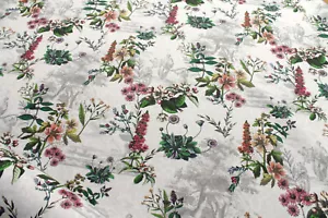Stoff Baumwolle Satin weiß Antike Blume Baumwollsatin Baumwollstoff Blumen - Bild 1 von 6