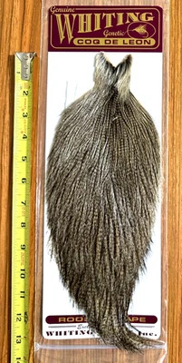 Capa de gallo Whiting Coq De Leon Dark Pardo, cuello, atar moscas Foto 1 de 2