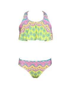 Hobie Ikat Flounce 2Pc Swim Set Yellow 14 - Picture 1 of 3