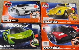 AIRFIX Quick Build car lot: Lamborghini, McLaren, Bugatti, VW Beetle kits - Picture 1 of 2