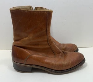 Vintage Frye Black Label klobige Stiefeletten 9,5 D Thrashed Campus braun Seitenreißverschluss - Bild 1 von 10