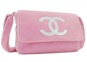 Chanel Precision Pink Terrycloth VIP Adjustable crossbody bag White CC logo - Picture 1 of 9