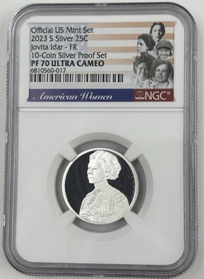 2023 S SILVER PROOF JOVITA IDAR American Women Quarters NGC PF 70 ⭐FRST RLS⭐ - Image 1 of 2