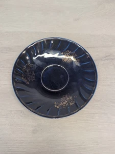 Gold Flower Pattern Decorated Midnight Blue Plate - Picture 1 of 2