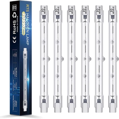 6 Pezzi Lampadine Alogene R7S 78mm 118Mm 300W 220-230V 4480Lm Bianco Caldo 2800K - Immagine 1 di 4