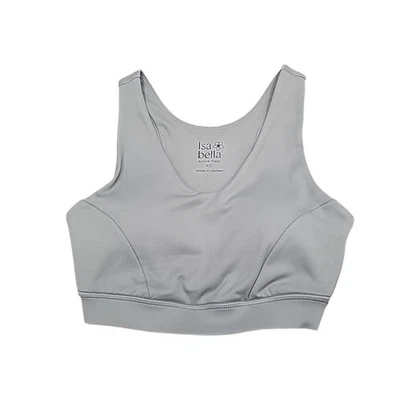 Isabella Womens Soft V-Neck Sports Bra X-Small Sz Gray Active Bra UV Protection - Image 1 of 4