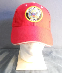 United States Navy Flag Red Baseball Hat with Adjustable Hook and Loop Strap - Picture 1 of 7
