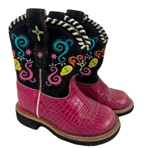Ariat Showaby Fiesta Westernstiefel Mädchen Größe 8,5 Kleinkind Fatbaby rosa Totenkopf - Bild 1 von 9