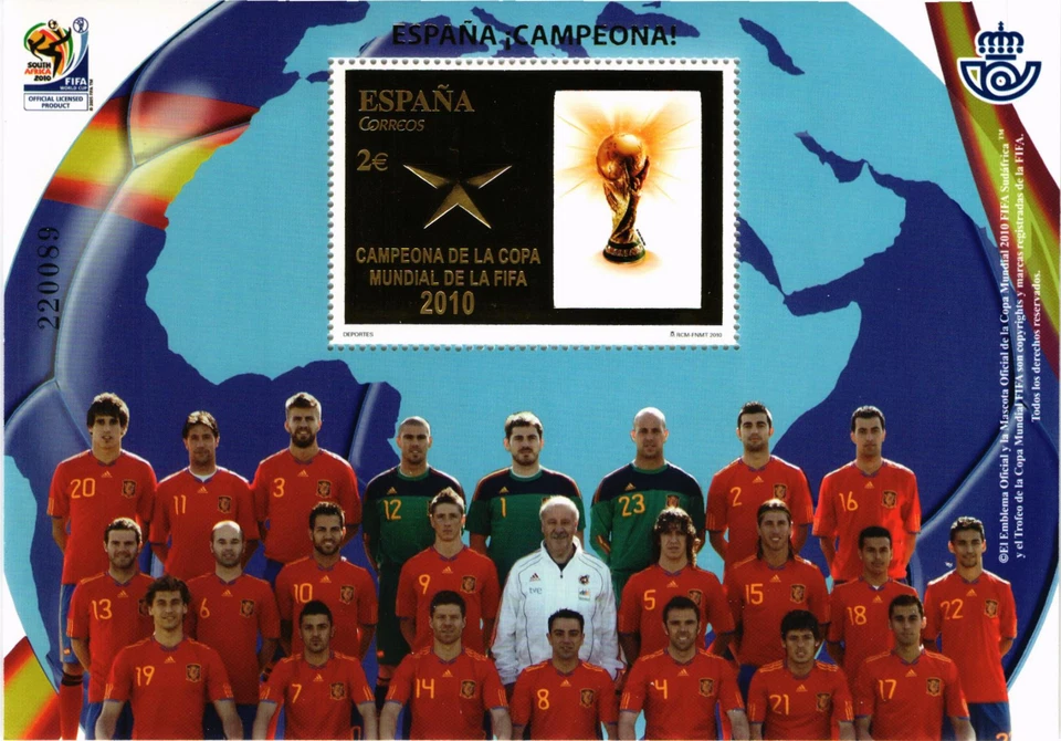 España 2010 Deportes Fútbol España, Campeón del Mundo Edifil 4601 Facial 2€ MNH VF Foto 1 de 1