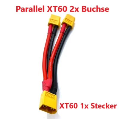 XT60 Adapter Y-Kabel 14 AWG Parallel 1x Stecker auf 2x Buchse RC LiPo Akku 10cm