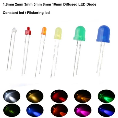 Diodo LED difuso mini diodos emisores de luces 1,8 mm 2 mm 3 mm 5 mm 8 mm 10 mm Foto 1 de 4