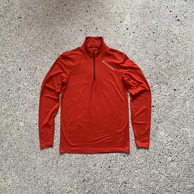 Peak Performance 男式长袖套衫 1/4 半拉链红色 S 小号  — 第 1/4 张图片