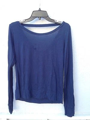 $75 New SoLow Solid Soft Navy Crew Neck Open Too Back Long Sleeves  - Image 1 of 2