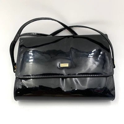 Buxton Buxhyde Black Small Patent Leather Purse Long Crossbody 7-3/4x5-3/4x1-1/2 - Image 1 of 4