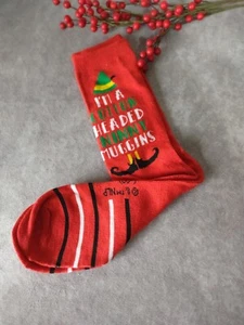 Elf Movie Socks I'm A Cotton Headed Ninny Muggins Red One Pair - Picture 1 of 6