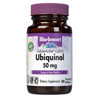 Bluebonnet Cellular Active Coq10 убихинол 50 мг 30 растительных гелевых капсул для здоровья сердца - Изображение 1 из 4