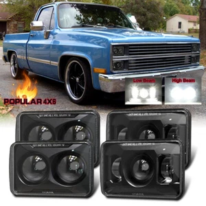 4Pcs 4x6" for Chevy Pickup 1981 to 1987 C10 K10 Blazer LED Headlights HI-LO Beam - Picture 1 of 10