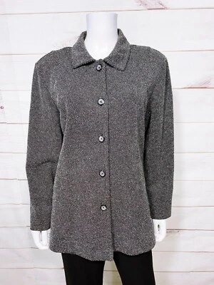 Worthington Knits Womens Jacket Size XL Gray Button Up Shoulder Pads Long Sleeve - Image 1 of 4
