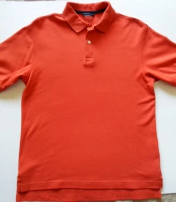 LANDS END sz L 14-16 boys' polo shirt uniform short slv cotton dark orange EUC - Image 1 of 2