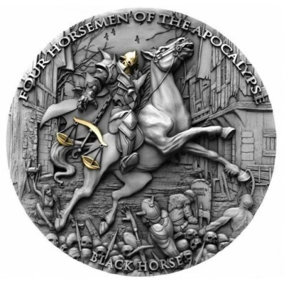 BLACK HORSE Four Horsemen of the Apocalypse 2 Oz Silver Coin $5 Niue 2020 - Image 1 of 2