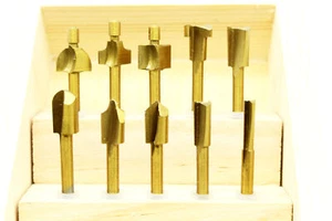 TMAX 10 piezas Acero de Alta Velocidad HSS TITANIO ROUTER BROCAS Juego 1/8" VÁSTAGO Herramienta Giratoria - Imagen 1 de 4