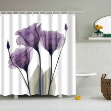 2X(Flower Waterproof Shower Curtain Waterproof Polyester Fabric Bath Bathin1Z3)