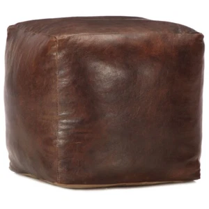 Pouf Dunkelbraun 40 x 40 x 40 cm Echtes Ziegenleder - Bild 1 von 4