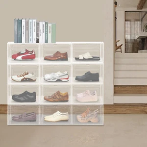 12 Pezzi Scatole per Scarpe Impilabili Trasparente Scatola per Scarpe Scarpe Valigetta Portaoggetti - Foto 1 di 23
