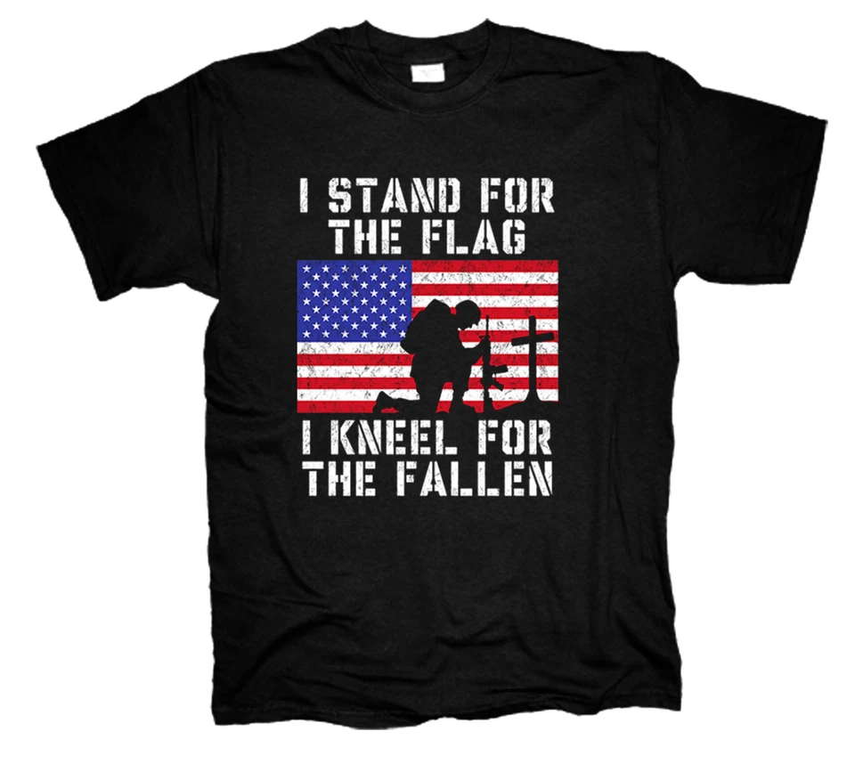 Camiseta Patriotic I Stand For The Flag I Kneel For The Fallen negra para hombre Foto 1 de 1