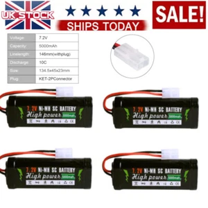 4PCS 7.2V 5000mAh NiMH Batteria Tamiya Spina Ricaricabile per RC Auto Barca Camion - Foto 1 di 8
