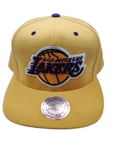 Los Angeles Lakers Hat Cap Mitchell & Ness Basketball Adjustable Yellow/Purple - Picture 1 of 6