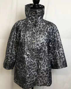 Susan Graver Animal Print Gray Lightweight Funnel Neck Jacket Size XS - Picture 1 of 2