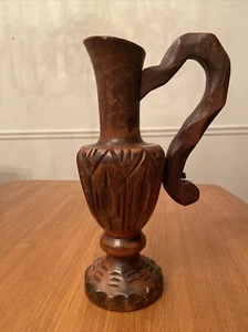 Vintage Wooden Hand Carved Primitive Style Decorative Pitcher 10” - Picture 1 of 5
