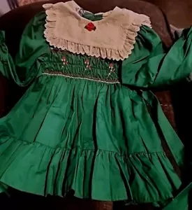 Vestido para Niño Pequeño 3T POLLY FLINDERS Vintage Navidad Playpal Verde Calado - Imagen 1 de 3